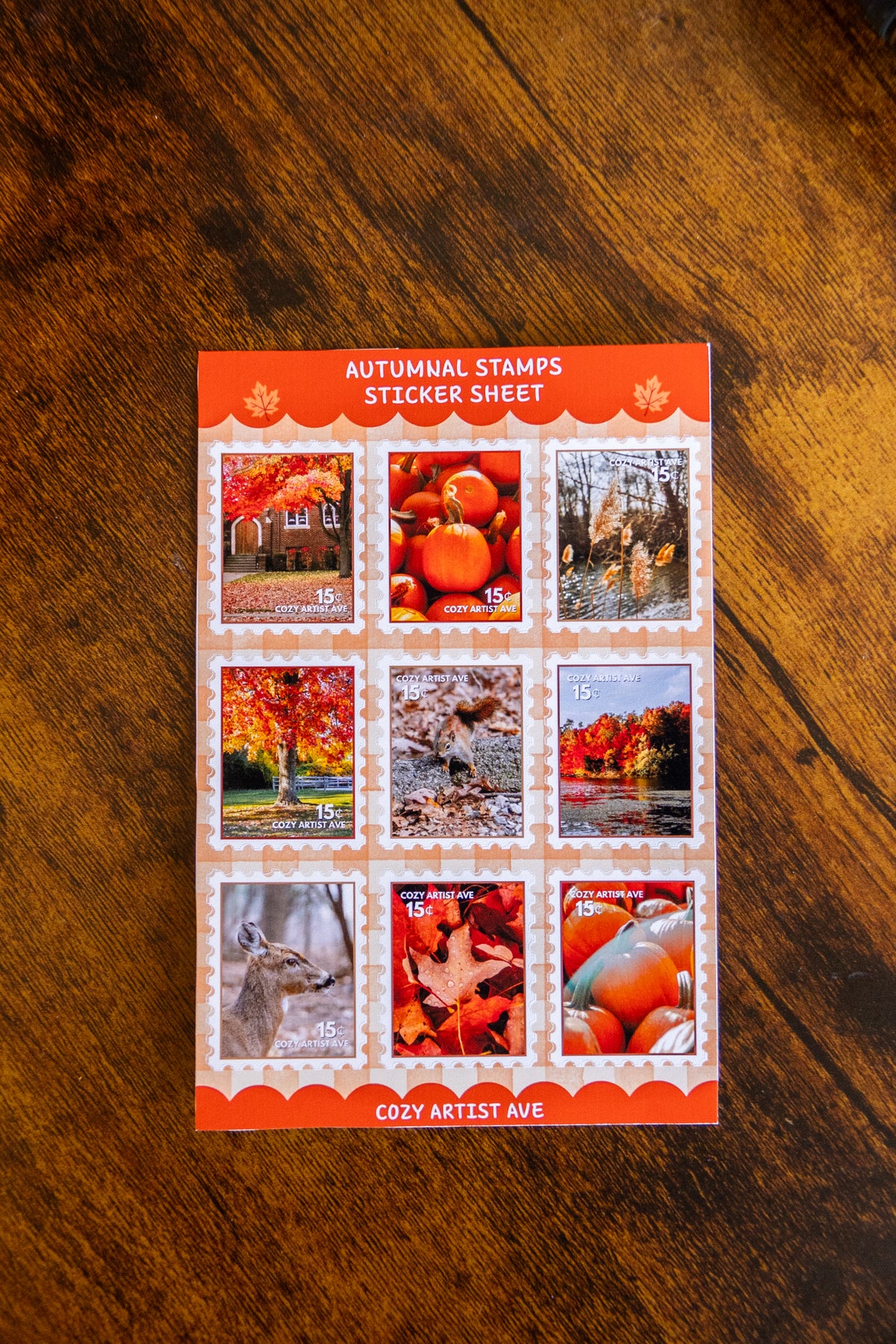 Autumnal Stamps Sticker Sheet