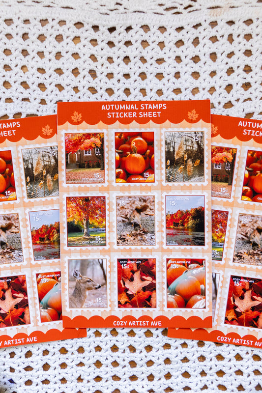 Autumnal Stamps Sticker Sheet
